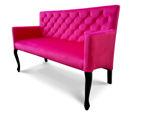 Różowa ławka tapicerowana do salonu kosmetycznego
