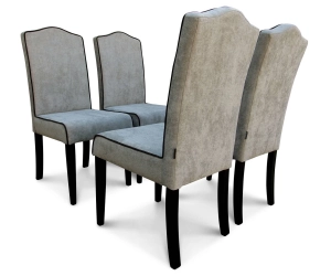 Krzesła z garbem w oparciu obszywane lamówką