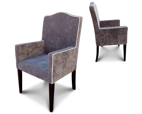 Fotel konferencyjny z oparciem gładkim z garbem i lamówką.