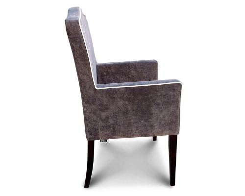 Fotel konferencyjny z oparciem gładkim z garbem i lamówką.