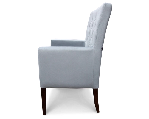 Fotel gruby prosty z oparciem pikowanym w karo + guziki z tkaniny