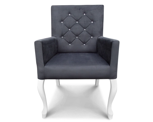 Fotel Ludwik / krzesło z podłokietnikami. Oparcie pikowane w karo z kryształkami. Wysokość 98cm