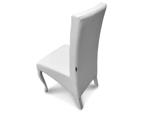 Białe krzesło skośne Ludwik pikowane w karo kryształkami