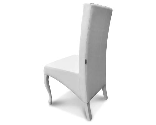 Białe krzesło skośne Ludwik pikowane w karo kryształkami