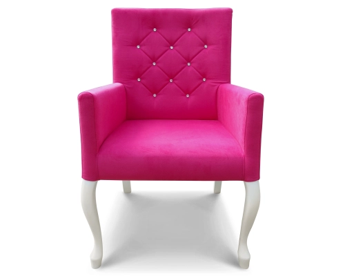 Fotel Ludwik / krzesło z podłokietnikami. Oparcie pikowane w karo z kryształkami. Wysokość 98cm