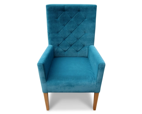 Fotel gruby, skośny o całkowitej wysokości 108cm