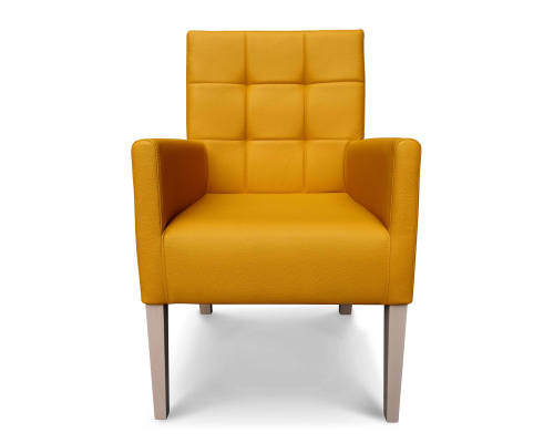 Fotel tapicerowany gruby prosty z oparciem pikowanym w kwadraty