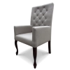 Fotel Ludwik / krzesło z podłokietnikami. Oparcie pikowane w karo z guzikami. Wysokość 108cm
