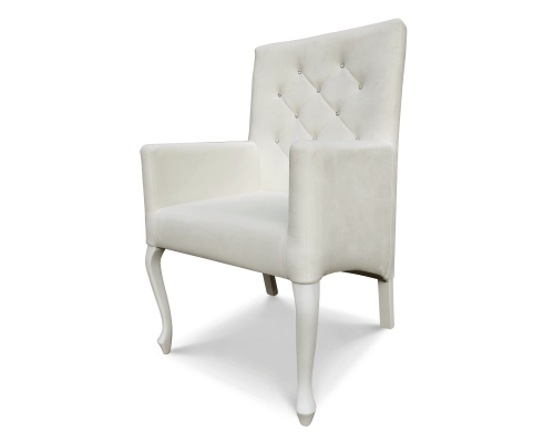 Fotel Ludwik / krzesło z podłokietnikami. Oparcie pikowane w karo z kryształkami. Wysokość 98cm