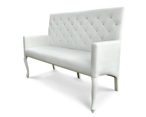 Biała ławka Ludwik z kryształkami w oparciy