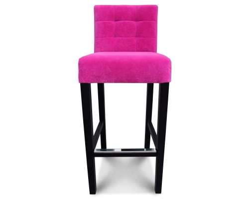 Hoker prosty wąski fuksja z oparciem przeszywanym w kwadraty, pikowanym bez guzików