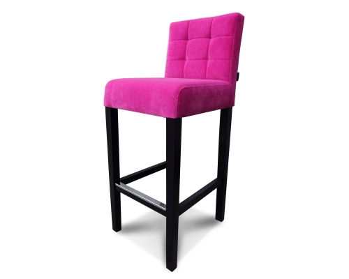 Hoker prosty wąski fuksja z oparciem przeszywanym w kwadraty, pikowanym bez guzików