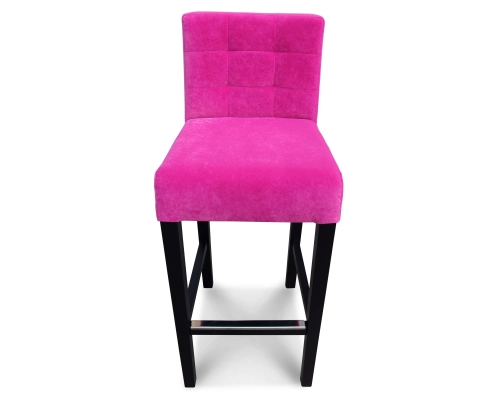 Hoker prosty wąski fuksja z oparciem przeszywanym w kwadraty, pikowanym bez guzików