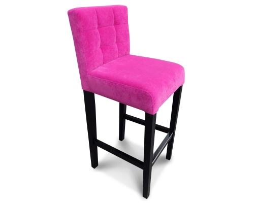 Hoker prosty wąski fuksja z oparciem przeszywanym w kwadraty, pikowanym bez guzików