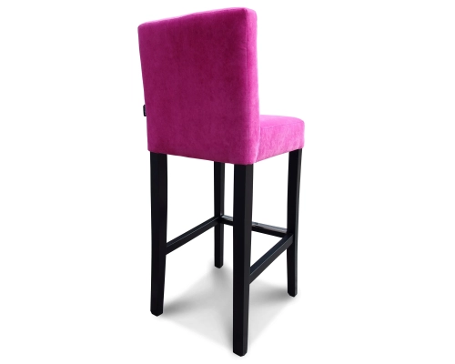 Hoker prosty wąski fuksja z oparciem przeszywanym w kwadraty, pikowanym bez guzików