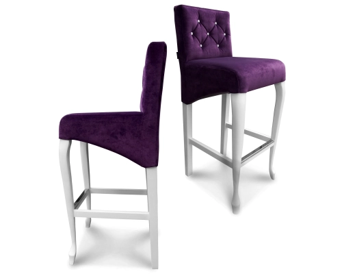 Hoker Ludwik skośny z oparciem pikowanym w karo + kryształki