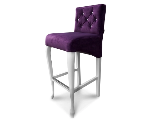 Hoker Ludwik skośny z oparciem pikowanym w karo + kryształki