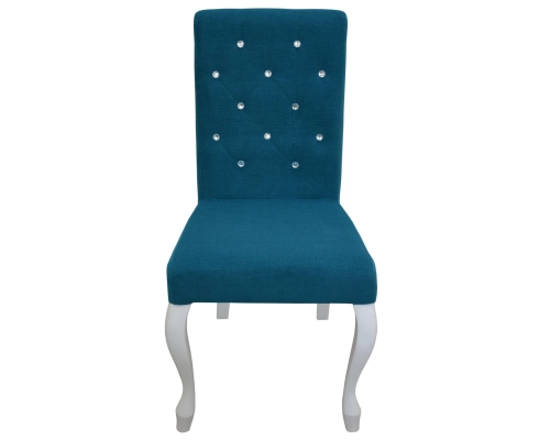 Krzesło Ludwik z wałkiem w oparciu. Oparcie pikowane w karo z kryształkami.