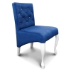 Niebieskie krzesło Ludwik niskie, skośne pikowane w karo z kryształkami