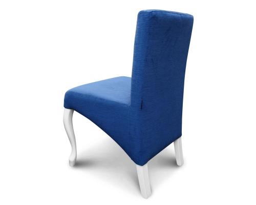 Niebieskie krzesło Ludwik niskie, skośne pikowane w karo z kryształkami