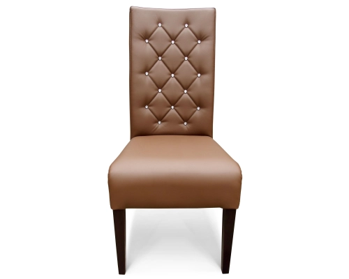 Krzesło grube skośne z oparciem pikowanym w karo + kryształki. Wys. całkowita 108cm.