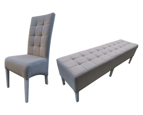 Pufa gruba do przedpokoju pikowana w kwadraty - Opcja z krzesłem w komplecie.