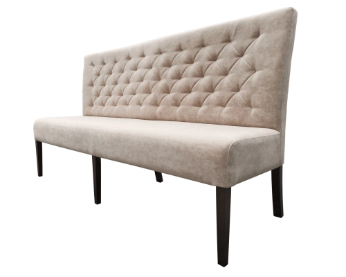 Ławka tapicerowana gruba z oparciem w karo