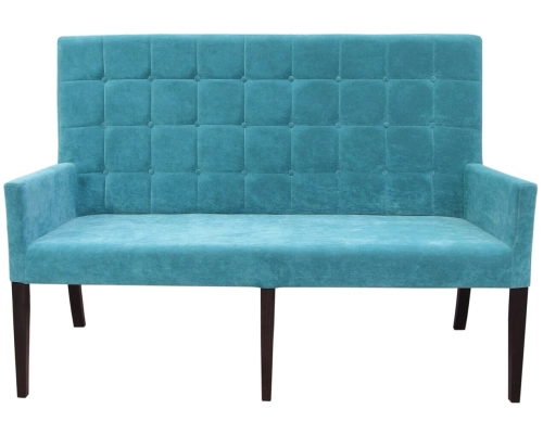 Ławka z oparciem pikowanym w kwadraty + guziki z podłokietnikami. Wys. oparcia 108cm od podłogi