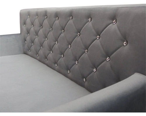 Ławka tapicerowana z oparciem pikowanym kryształkami