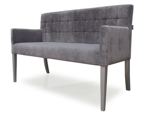 Ławka tapicerowana z oparciem i podłokietnikami o wysokośći 85cm