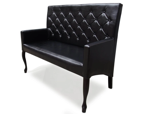 Czarna skośna  ławka Ludwik z błyszczącej eco-skóry