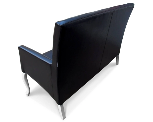 Ciemno brązowa skośna  ławka Ludwik z błyszczącej eco-skóry