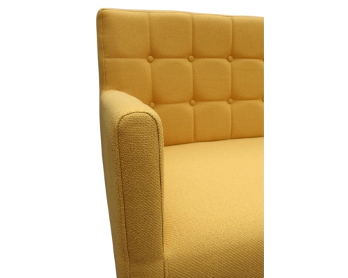 Ławka z podłokietnikami z oparciem pikowanym w kwadraty z guzikami