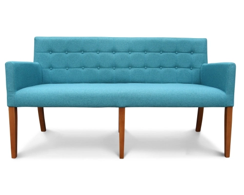 Ławka z podłokietnikami z oparciem pikowanym w kwadraty z guzikami