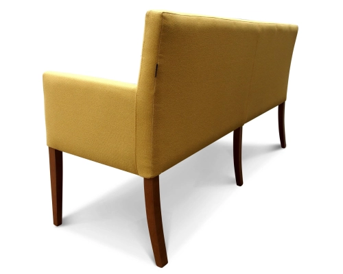 Ławka z podłokietnikami z oparciem pikowanym w kwadraty z guzikami