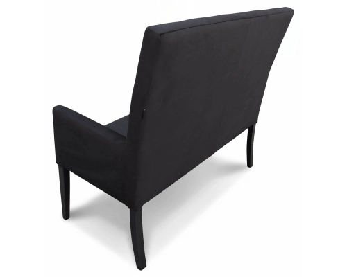 Ławka z oparciem pikowanym w kwadraty + guziki z podłokietnikami. Wys. oparcia 108cm od podłogi