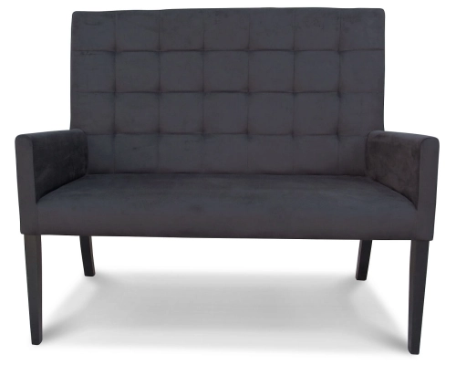 Ławka z oparciem pikowanym w kwadraty + guziki z podłokietnikami. Wys. oparcia 108cm od podłogi