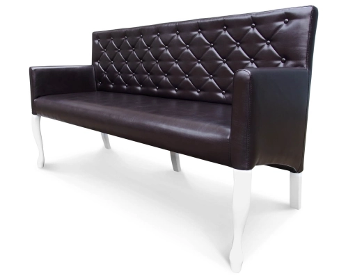 Ławka Ludwik pikowana w karo + guziki w błyszczącej ecoskórze