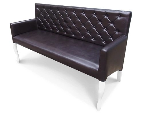 Ławka Ludwik pikowana w karo + guziki w błyszczącej ecoskórze