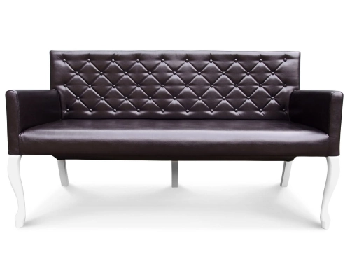 Ławka Ludwik pikowana w karo + guziki w błyszczącej ecoskórze