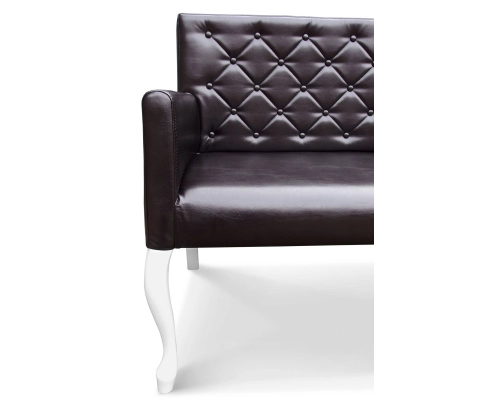 Ławka Ludwik pikowana w karo + guziki w błyszczącej ecoskórze