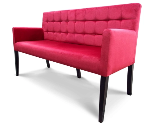 Ławka tapicerowana z oparciem i z podłokietnikami