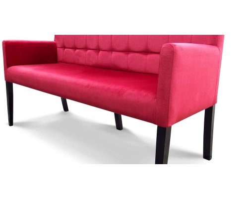 Ławka tapicerowana z oparciem i z podłokietnikami