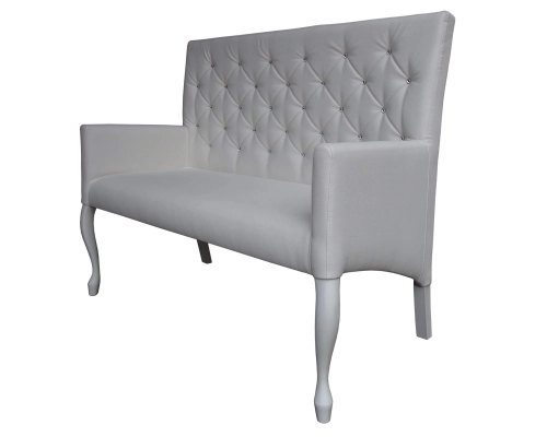 Biała ławka Ludwik z kryształkami w oparciy