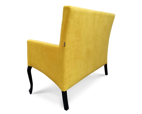 Ławeczka z oparciem Ludwik skośna pikowana w karo z guzikami.