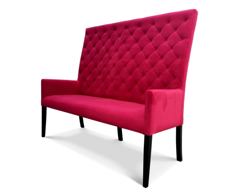 Ławka z podłokietnikami o wysokośći 130cm z oparciem pikowanym w karo