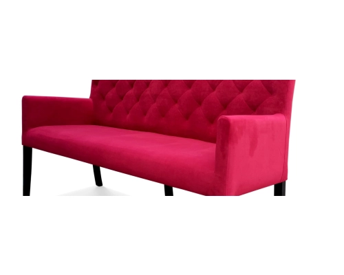 Ławka z podłokietnikami o wysokośći 130cm z oparciem pikowanym w karo