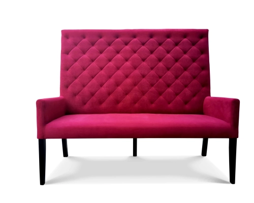 Ławka z podłokietnikami o wysokośći 130cm z oparciem pikowanym w karo