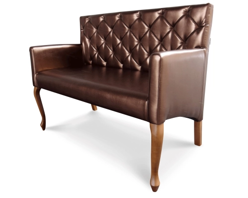 Błyszcząca  ławka Ludwik z oparciem pikowanym w karo