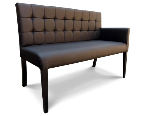 Ławka modułowa z jednym podłokietnikiem z oparciem pikowanym w kwadraty